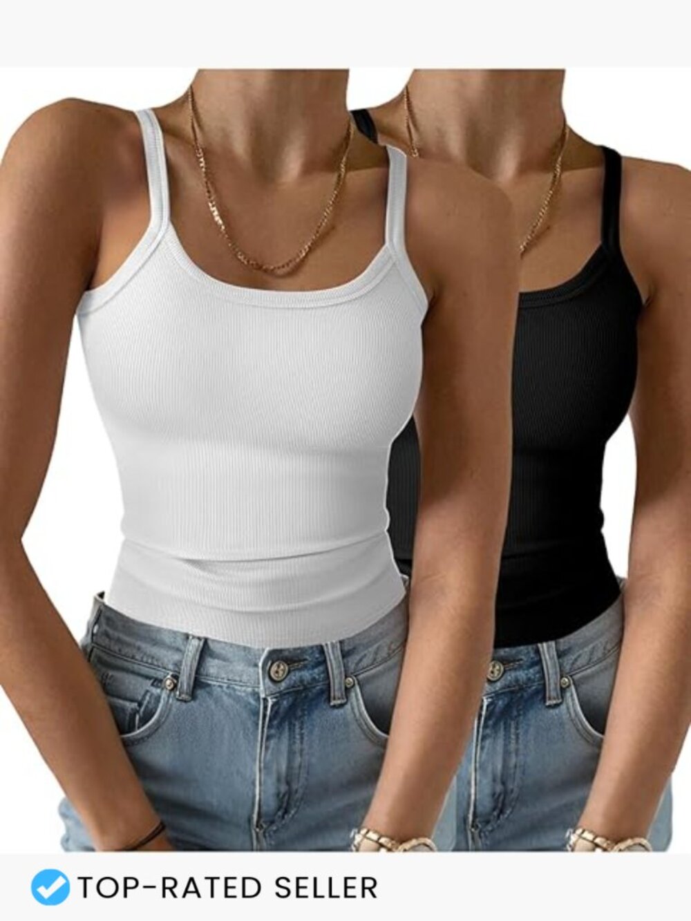 Ribbed Knit Tank Top Slim Fit Sleeveless Scoop Neck Minimalist Chic